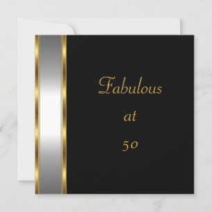 Invitación Cumpleaños Fiesta Negro Oro Fabuloso 50