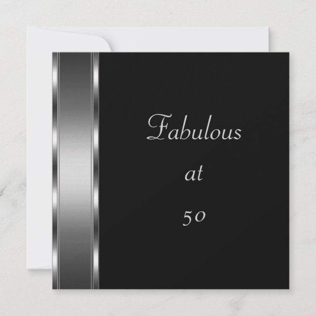 Invitación Cumpleaños Fiesta Negro Plateado Fabulo (Anverso)
