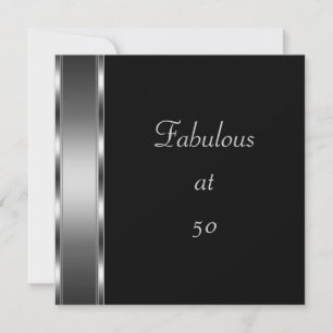 Invitación Cumpleaños Fiesta Negro Plateado Fabulo