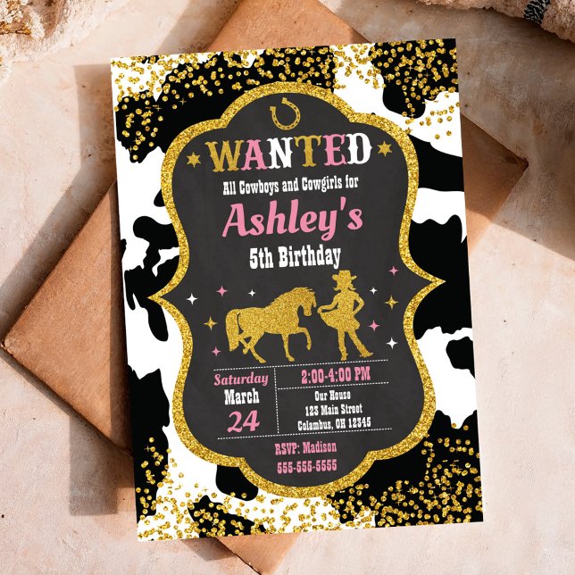 Invitación Cumpleaños Fiesta Occidental Vaquera Piel de Vaca (Subido por el creador)