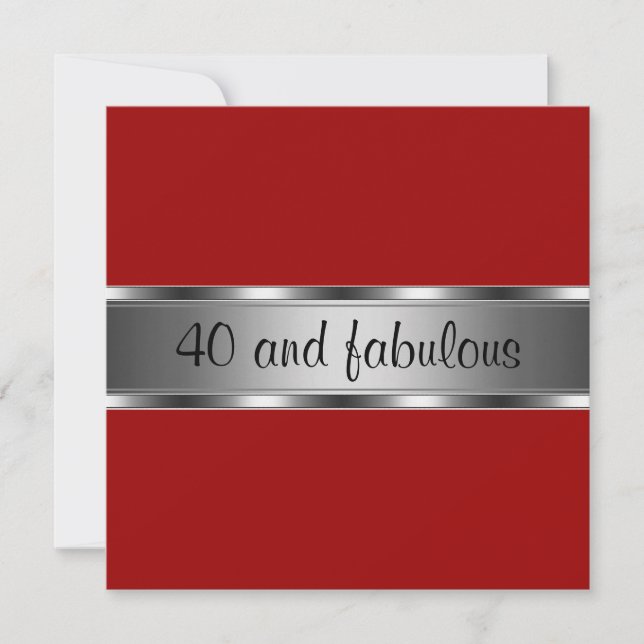Invitación Cumpleaños Fiesta Rojo Plateado Fabulos (Anverso)