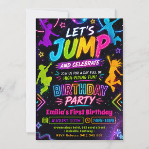 Invitación Cumpleaños Fiesta Salta Brillante en la Oscuridad