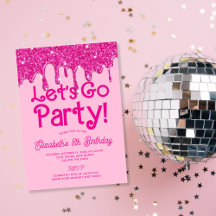 Cumpleaños Fiesta Vamos Glitter Rosa de Moda