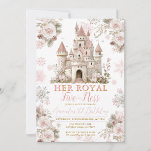 Invitación Cumpleaños Flor de Nieve de Invierno realeza quint