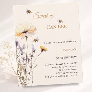 Invitación Cumpleaños flor silvestre marfil jardín Dulce como
