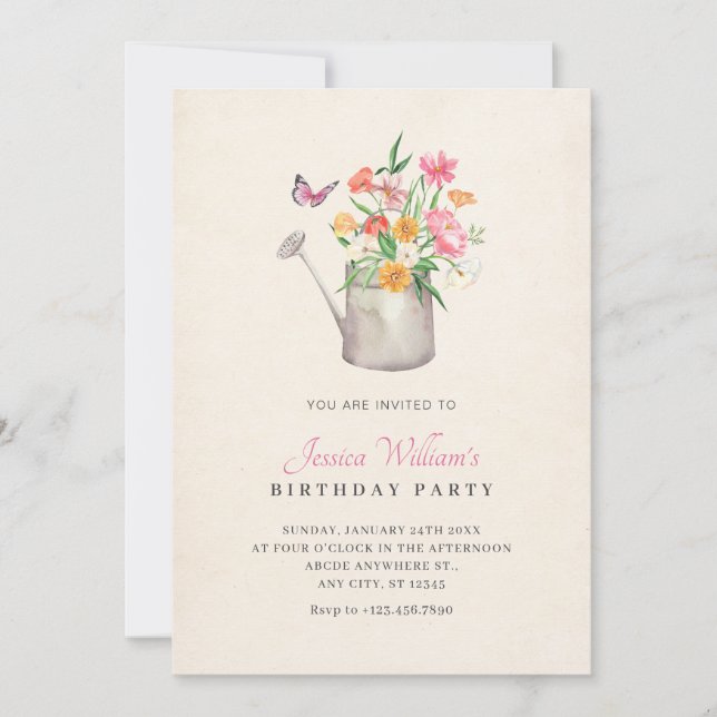 Invitación Cumpleaños floral (Anverso)
