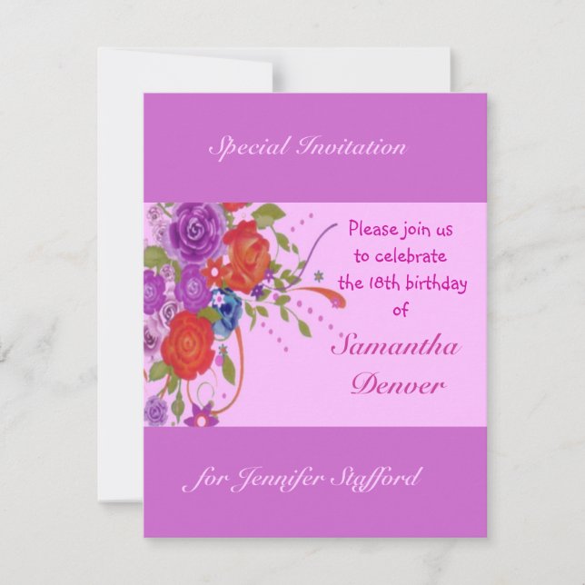 Invitación Cumpleaños floral (Anverso)