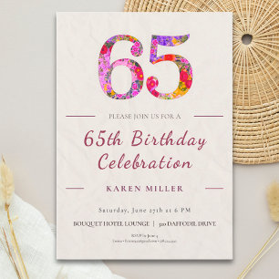 Invitación Cumpleaños floral 65 - Celebración elegante