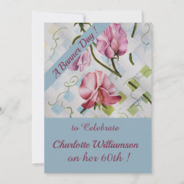 Invitación Cumpleaños floral acuarela malva y rosa