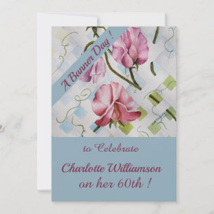 Invitación Cumpleaños floral acuarela malva y rosa