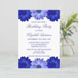 Invitación Cumpleaños Floral Azul