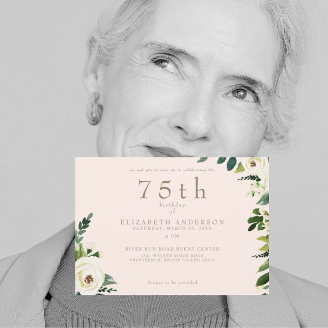 Invitación Cumpleaños Floral Blanco Rosado  (Subido por el creador)