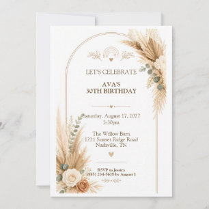 Invitación Cumpleaños Floral Boho Hippie