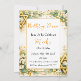 Invitación Cumpleaños Floral Botánico Eucalipto con Hojuela d
