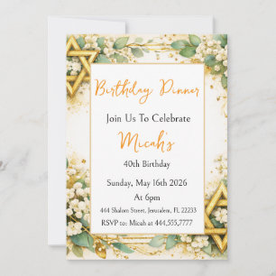 Invitación Cumpleaños Floral Botánico Eucalipto con Hojuela d