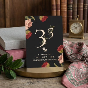 Invitación Cumpleaños floral botánico oscuro temperamental ro