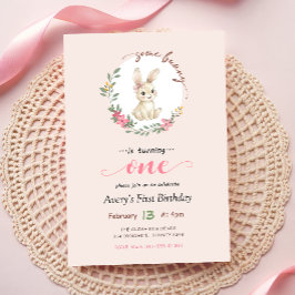 Invitación Cumpleaños Floral Conejito Conejita Niña 1er Cumpl