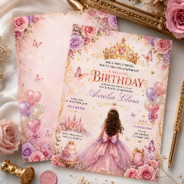 Invitación Cumpleaños Floral Corona de Princesa
