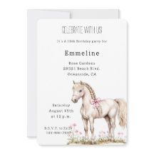 Cumpleaños Floral de Bow Rosa de Caballo Blanco