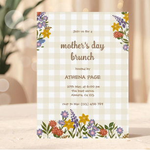 Invitación Cumpleaños Floral de Cuadrillé de Primavera