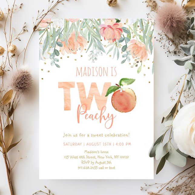 Invitación Cumpleaños Floral de Dos Peach Peach (Subido por el creador)