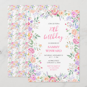 Invitación Cumpleaños floral de flores silvestres de verano 7