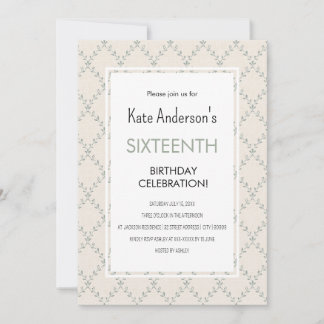Invitación Cumpleaños floral de impresión de bloque silenciad