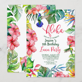 Invitación Cumpleaños Floral de Luau, Hawái Tropical