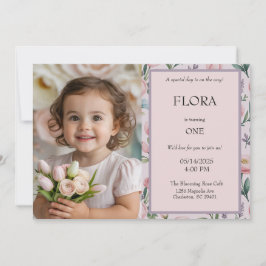 Invitación Cumpleaños floral de niñas Foto Cumpleaños Miss On