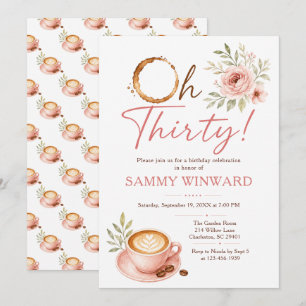 Invitación Cumpleaños floral de Oh Thirty Coffee 30