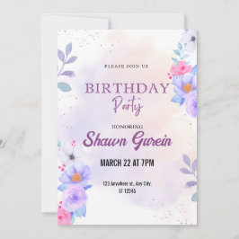 Invitación Cumpleaños Floral de personalizado