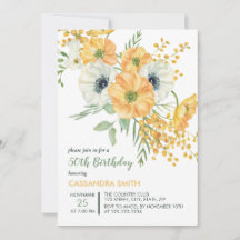 Cumpleaños Floral de Primavera naranja y Anemone B