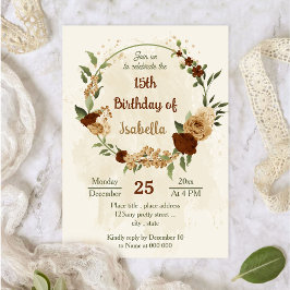 Invitación cumpleaños floral de terracota earth tone