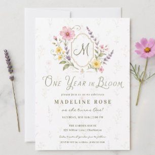 Invitación Cumpleaños floral de un año en flor