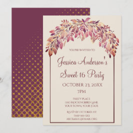 Invitación Cumpleaños floral del dulce 16 de la caída del