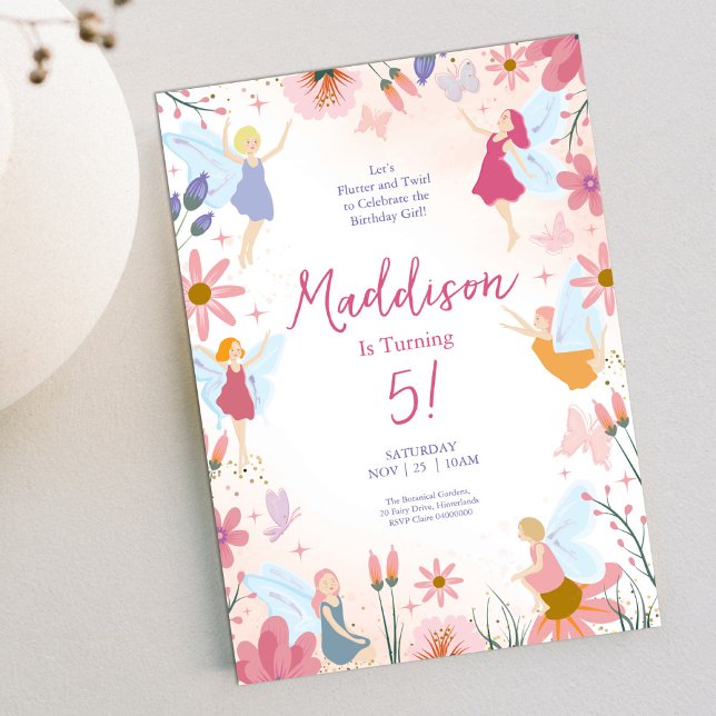 Invitación Cumpleaños Floral del Jardín de las Hadas Flutter (Subido por el creador)