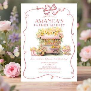 Invitación Cumpleaños floral del mercado de agricultores con 