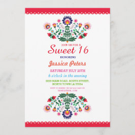 Invitación Cumpleaños floral del mexicano de la fiesta del