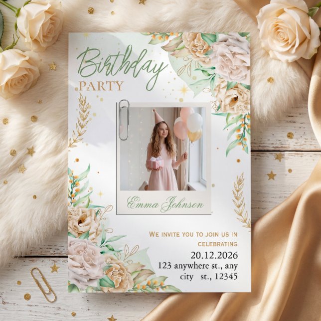 Invitación Cumpleaños Floral Elegante (Subido por el creador)