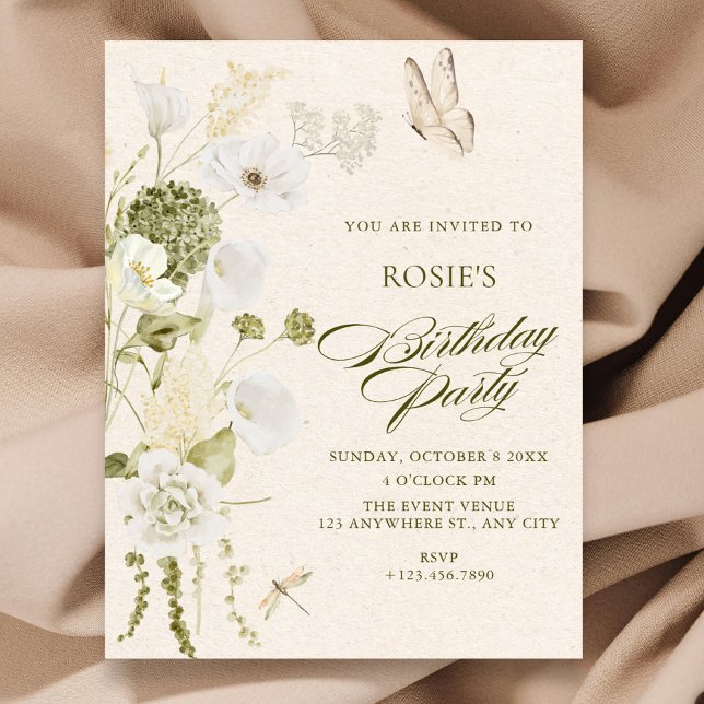Invitación Cumpleaños floral elegante (Subido por el creador)