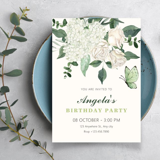Invitación Cumpleaños floral elegante (Subido por el creador)