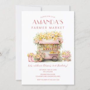 Invitación Cumpleaños Floral en el Mercado de Agricultores