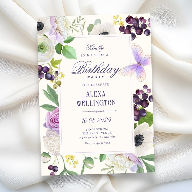 Invitación Cumpleaños floral estético (Subido por el creador)