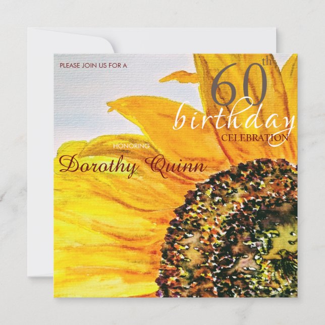 Invitación Cumpleaños Floral Hito del Girasol (Anverso)