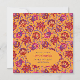 Invitación Cumpleaños floral indio