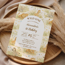 Cumpleaños floral Neutral Safari Wild One