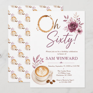 Invitación Cumpleaños floral Oh Sesenta Café 60