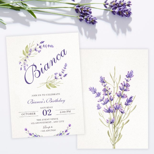 Invitación cumpleaños floral Purple Lavender (Subido por el creador)