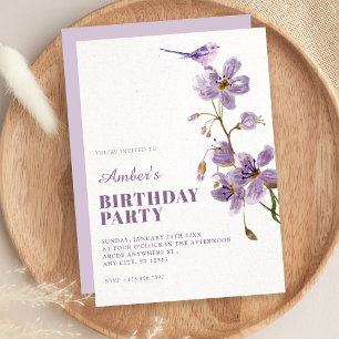 Invitación Cumpleaños floral púrpura