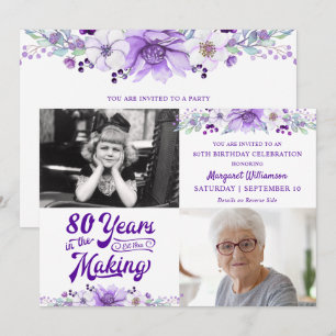 Invitación Cumpleaños Floral Púrpura AÑOS EN HACERSE